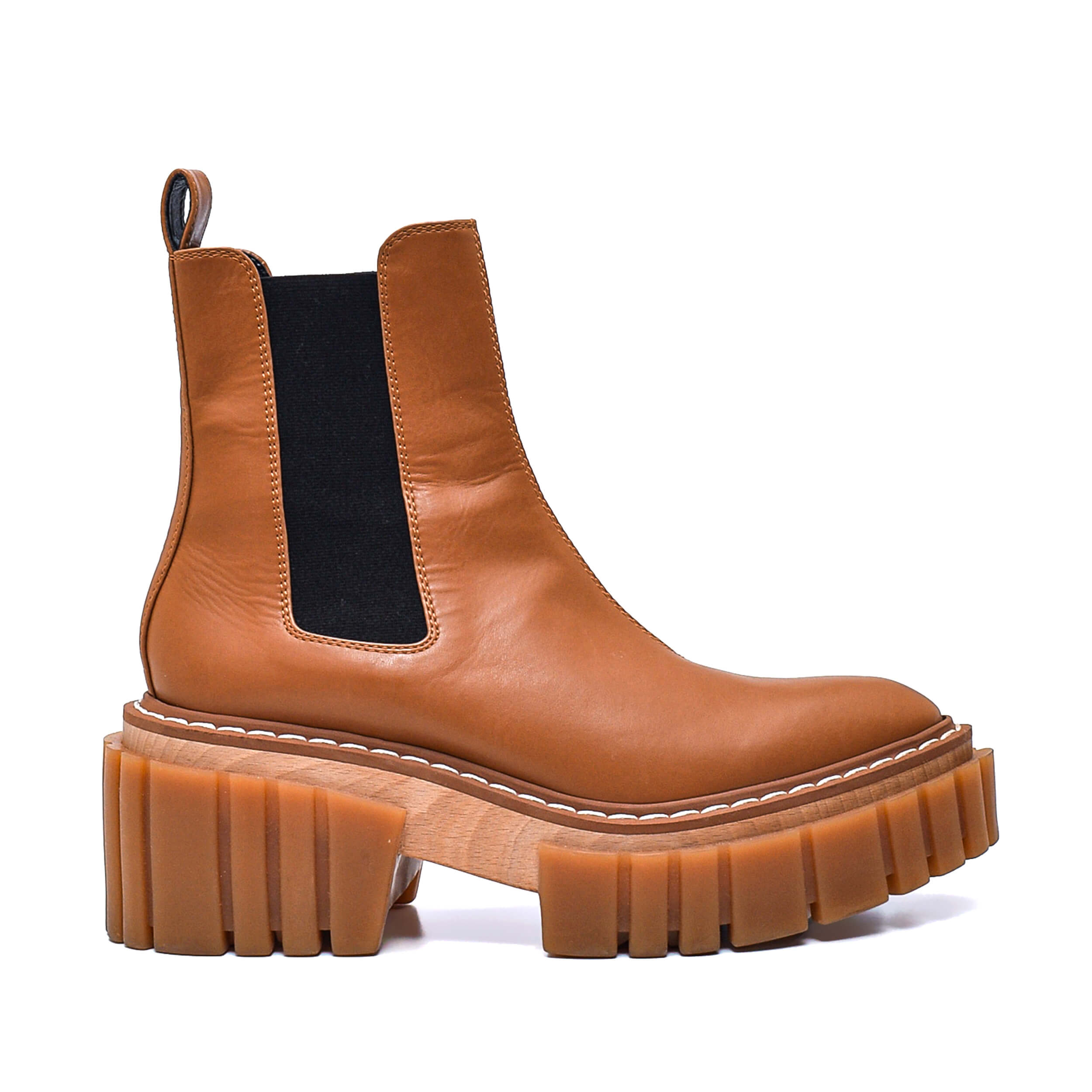 Stella McCartney- Brown Emilie Vegan Leather Platform Chelsea Boots